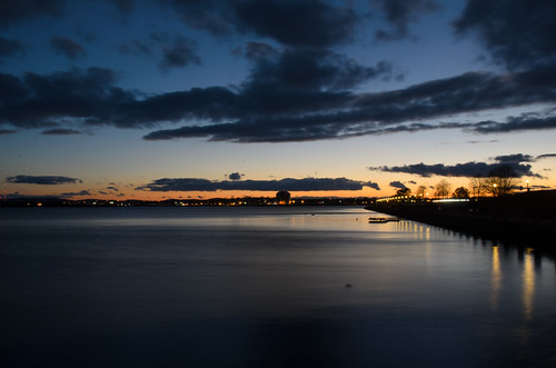 longexposure sunset cloud reflection boston night lights tripod umass dorchesterbay harborwalk