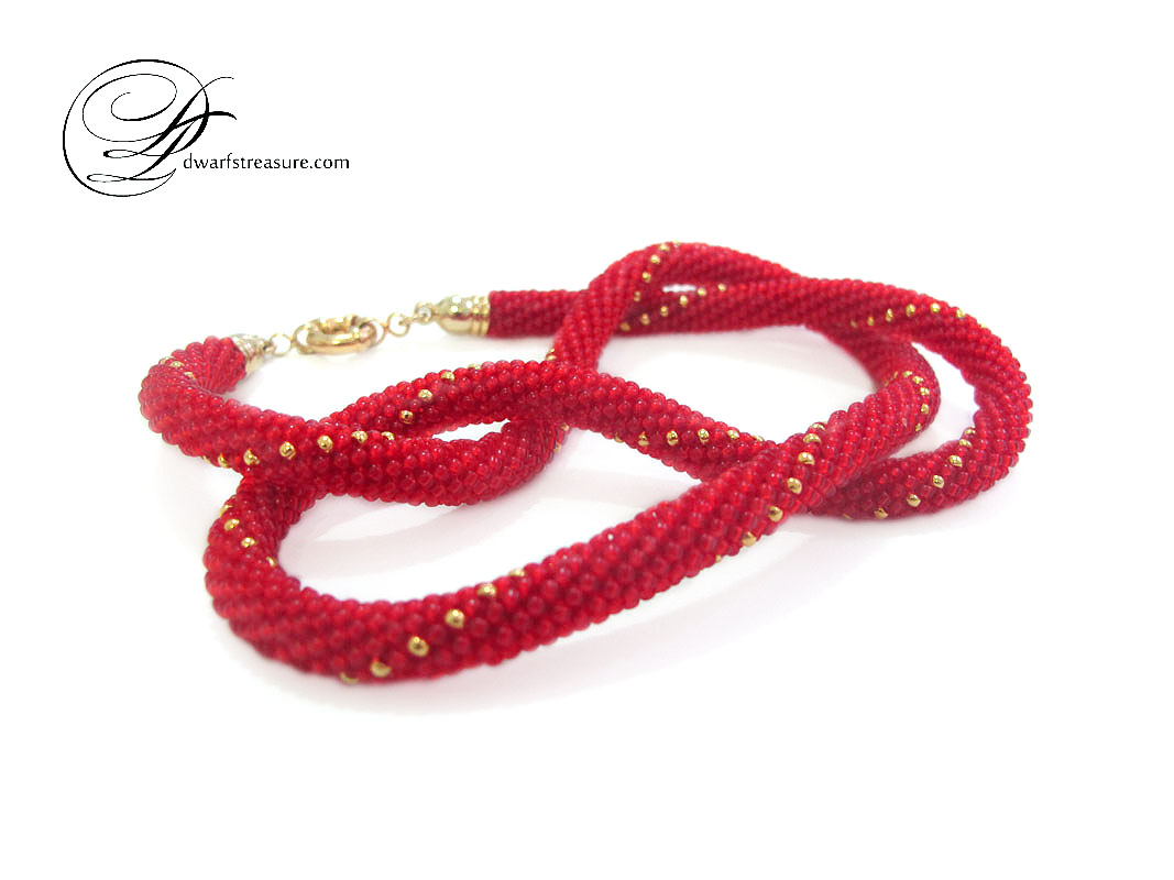 Exclusive hot red beaded glass statement bracelet