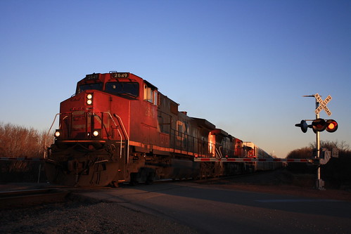 railroad sunset cn train canadian national 2649