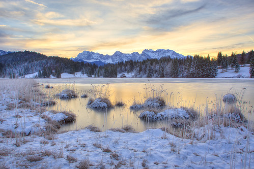 winter sunrise germany bayern bavaria krün germanalps geroldsee wagenbrüchsee geroldseesunrise