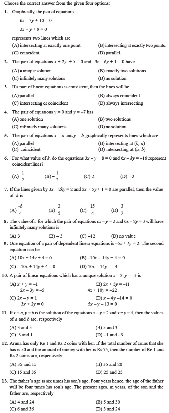 Pair of Linear Equations in Two Variables/