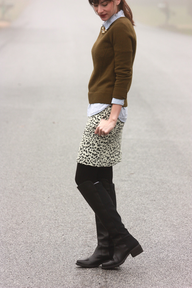Loft, Snow Leopard Skirt