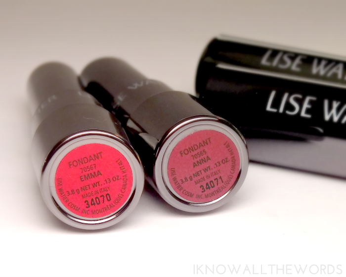 Lise Watier Rouge Fondant Supreme Lipstick swatches- Anna and Emma (6)