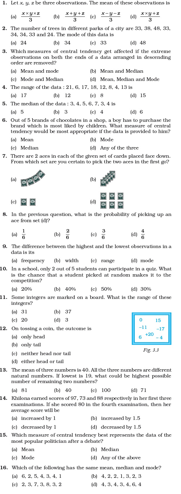 Class 7 Important Questions for Maths – Data Handling