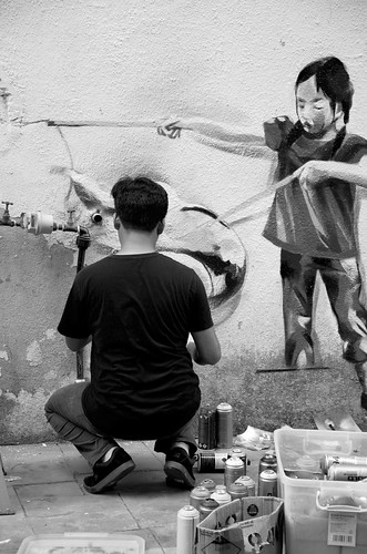art artist graffiti painting street kluang johor malaysia creative monochrome bw