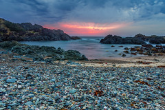 Dawn on a rocky beach