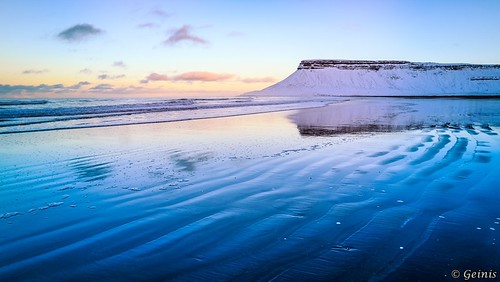 ocean blue winter sunset sea sky mountain snow beach nature iceland europe waves bluehour northern ísland snæfellsnes icelandic winterscapes canon70d samyang14mmf28