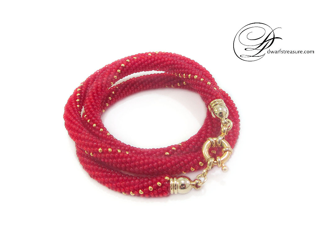 Supreme scarlet wrap beaded crochet bracelet