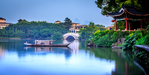 china old city longexposure travel bridge lake liriver boat guilin tranquility pavilion shan jameslee 桂林两江