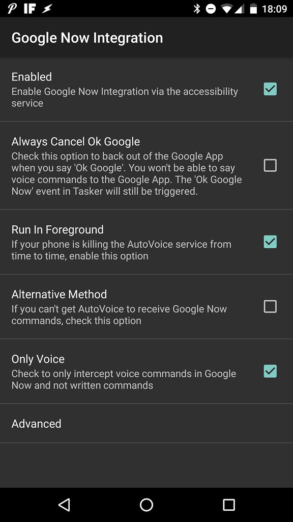 AutoVoice Google Now Integration