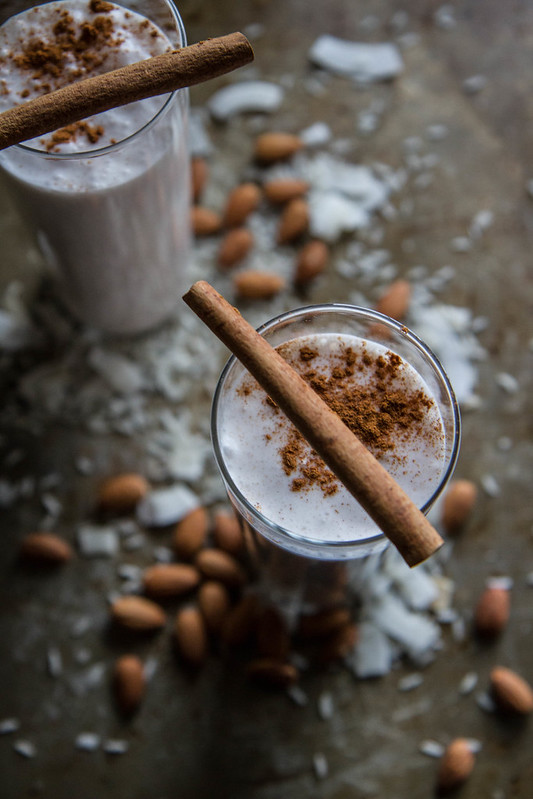Hot Rum Horchata (dairy free and made with coconut and almond milk, vanilla and cinnamon!)