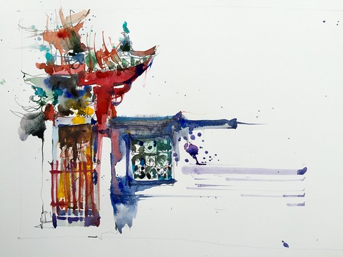 Sharing my messy approach to sketching. Found an interesting view of the famous Thian Hock Kian temple here in Singapore.