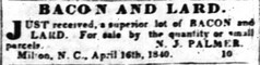 Bacon and Lard (The Rubicon), 16 May 1840