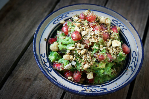 Winter Guacamole with Pomegranate and Dukkah