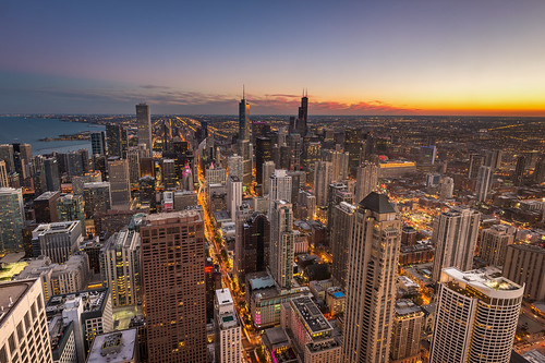 city blue sunset urban chicago skyscraper observation illinois nikon downtown view sears 360 deck observatory hour hancock nikkor trump f4 willis d600 d610 1635mm