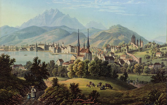 Anton Winterlin - ANSICHT VON LUZERN gegen den Berg Pilatus (c.1830)