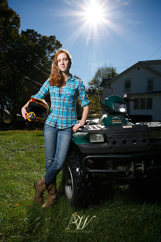 Pittsford Mendon Senior High School photographer Andrew Welsh Photography portrait ATV dirt bike woods hunting bow arrow deer tree forest tractor truck country Rochester NY 