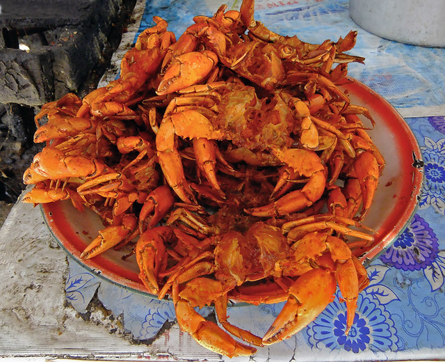 Crab For Sale on U Bien Bridge in Mandalay in Myanmar