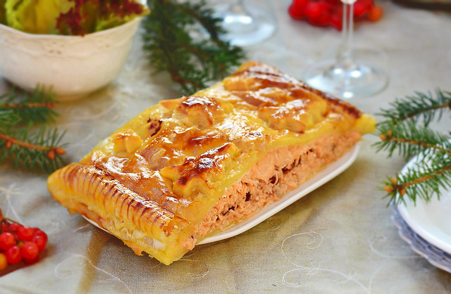 fillet of a salmon in puff pastry