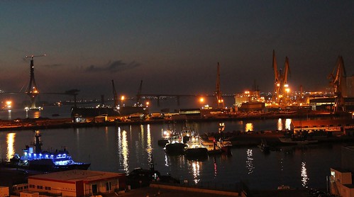 docks lights spain europe harbour cadiz nightview andalusia