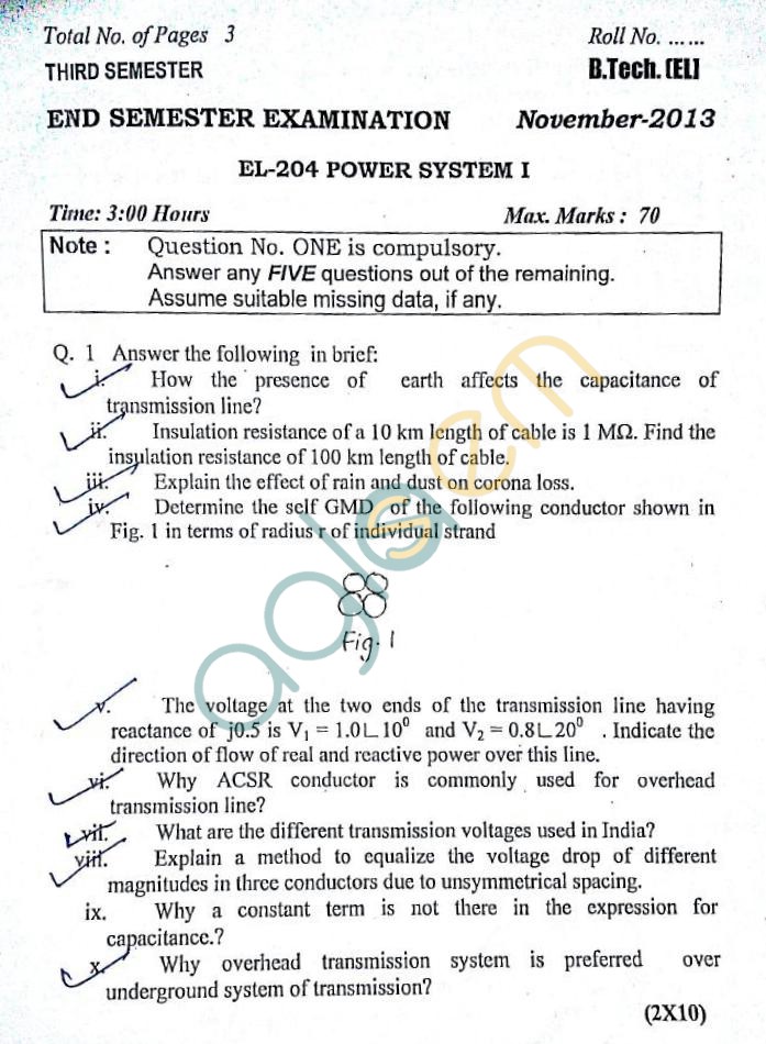 DTU: Question Papers 2013 – 3 Semester - End Sem - EL-204