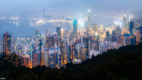 city sunset panorama hk fog hongkong lights dusk peak victoria hong kong 香港 日落 hdr victoriapeak the 太平山