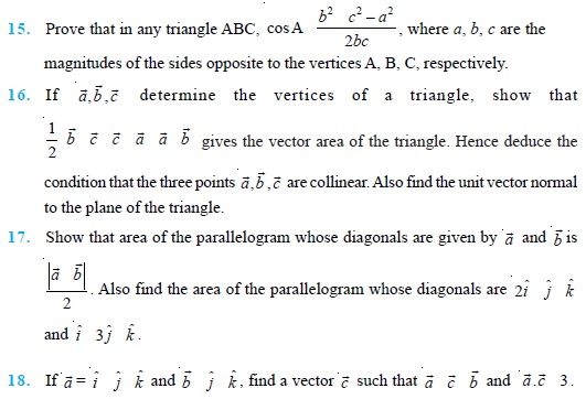 Class 12 Important Questions for Maths - Vector Algebra