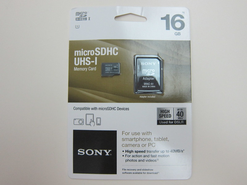 Sony 16GB Class 10 Micro SDHC R40 Memory Card - Packaging Front