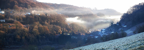 morning panorama landscape smoke valley lydbrook