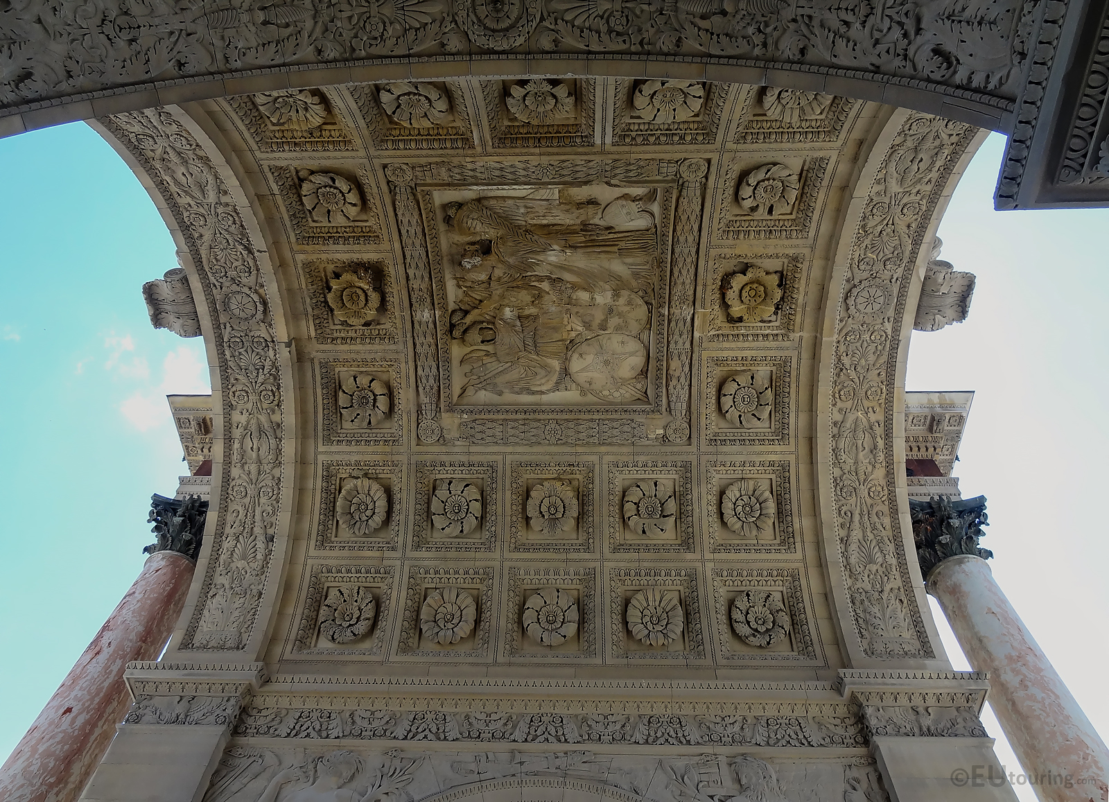 Detailed ceiling of the Arc de Triomphe du Carrousel