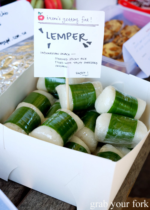 Lemper Indonesian sticky rice with chicken at the Sydney Food Bloggers Christmas Picnic 2014 #sydfbxmas2014