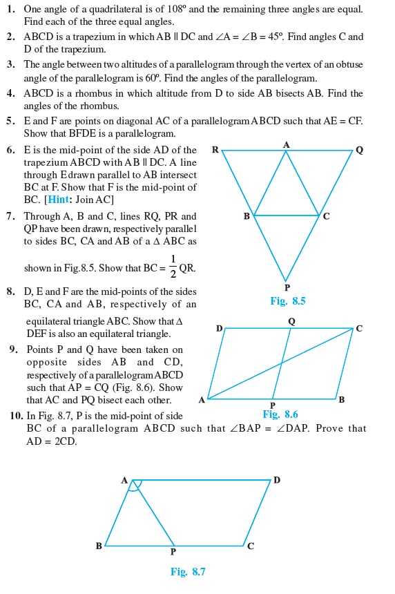 Class 9 Important Questions for Maths - Quadrilaterals