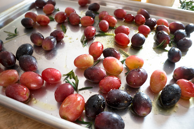 Grapes with olive oil, sea salt, and rosemary