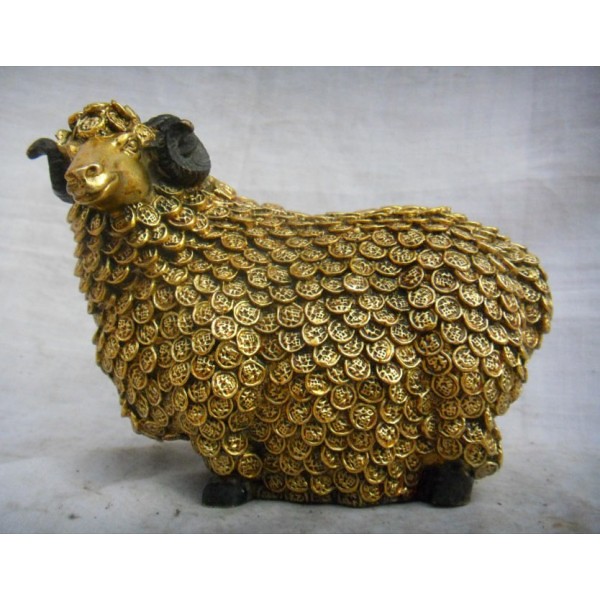 lovely-chinese-bronze-gilt-money-coins-sheep-statue-zmsx0577
