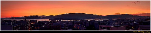 city sea sky orange mountain colors clouds port buildings lights sony sunsets greece citylights sonydscf828 volos sonyf828 thessaly magnesia volosport