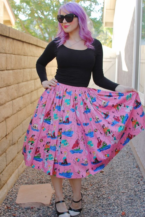 Pinup Girl Clothing Jenny Skirt in Neverland Print 038