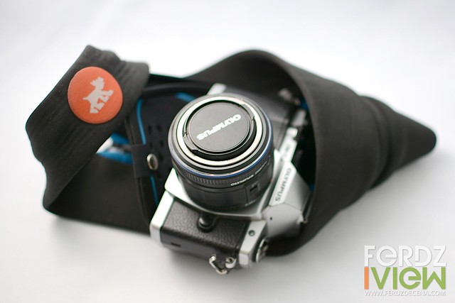 A camera strap that doubles as a padded case for cameras