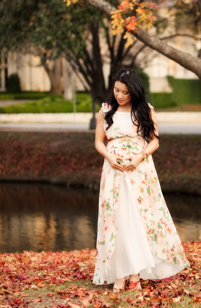 cute & little blog | petite fashion maternity pregnant | butterfly maxi dress outfit