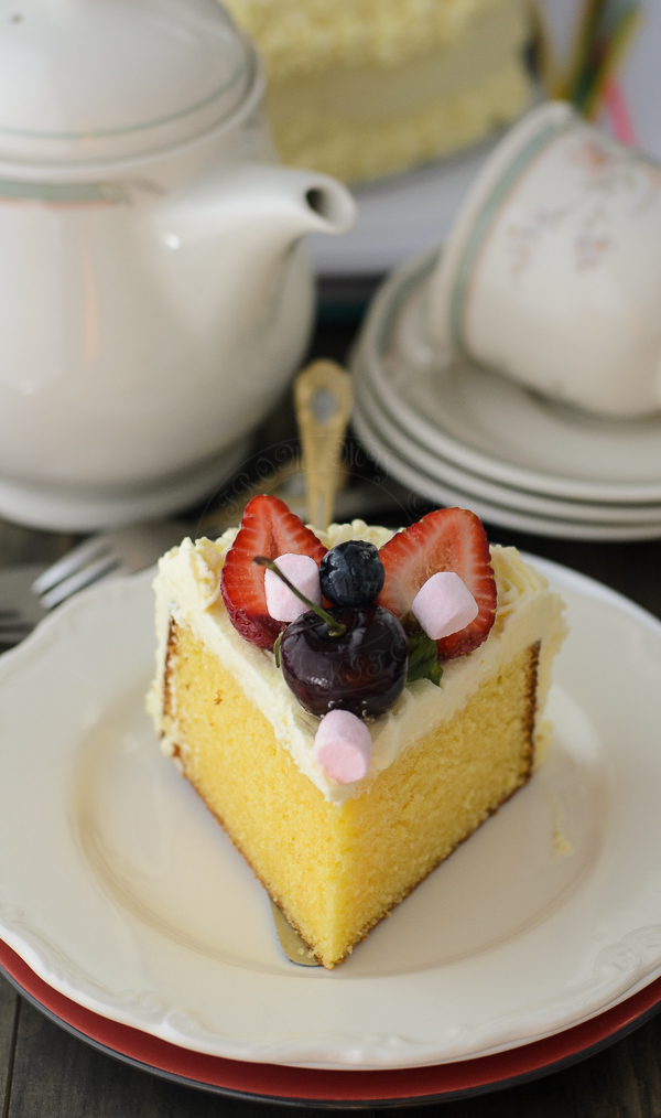 Butter cake and summer fruits