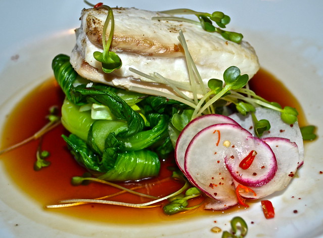 SLOW ROASTED WINTER FLOUNDER, SPICED BOK CHOY, CITRUS SOY