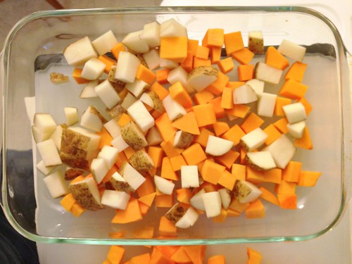 cubed potatoes and butternut squash