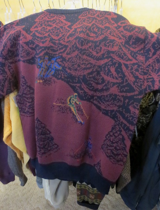 Thrift shop ski sweater (back)