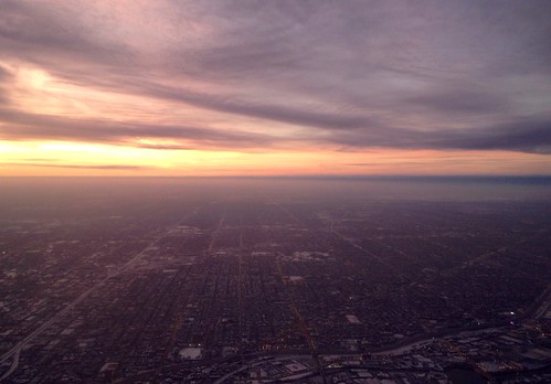 sunset chicago window plane airplane view flight landing