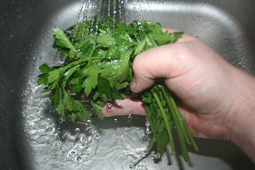 16 - Petersilie waschen / Wash parsley