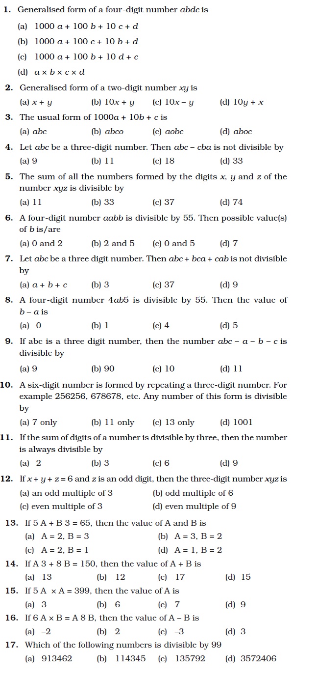 Class 8 Important Questions For Maths Playing With Numbers AglaSem Schools