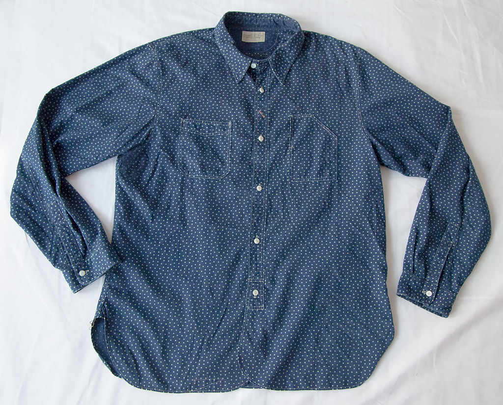 LVC rigid jeans & RRL star wabash shirt, L - denimbro