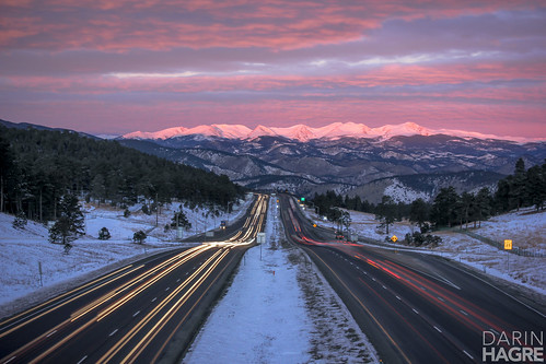 road morning snow signs mountains nature outdoors dawn drive early highway colorado traffic natural snowy rockymountains interstate frontrange i70