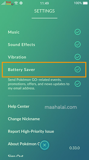 Pokemon Go battery Saver