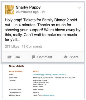 Snarky Puppy Family Dinner 2 Ticket thanks to Matt Fraser and Nguyen Le