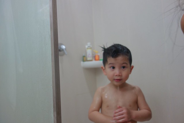 Jerry enjoying the shower 